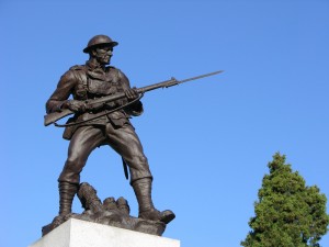 Soldier statue atop the War Memorial, Victoria, B.C