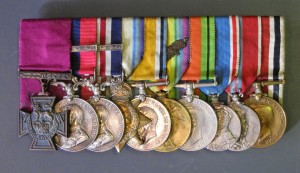 The awards and other medals of William Coltman VC, DCM and Bar, MM and Bar. The bars indicate second awards.