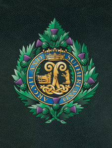 The regimental insignia of the Argyll and Sutherland Highlanders.