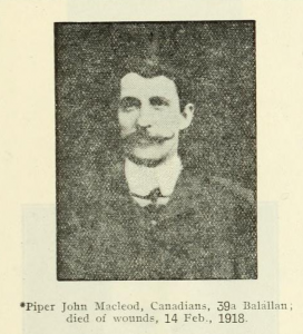 Piper John MacLeod. From Loyal Lewis Roll of Honour (1914 and After). Stornoway, 1920.