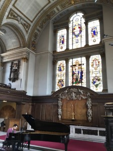 Light, colour and sound at St. James’s Church, London. (P. Ferguson image, August 2018)