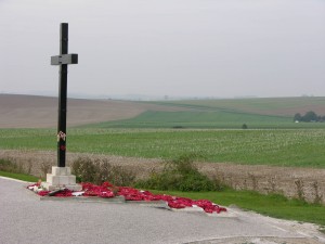 Near La Boiselle.. Looking from the Memorial at Lochnagar Crater.