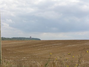Looking towards the Thiepval Memorial, Somme, France.
