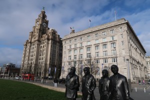 The Beatles Statue at Pier Head, Liverpool. Donated by the Cavern Club.