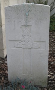 The Rosary. Shoeing Smith W. Allen, "B" Battery, 177th Brigade, Royal Field Artillery. Killed 27 July 1917, age 31. Brandhoek New Military Cemetery. (P. Ferguson image, September 2009)