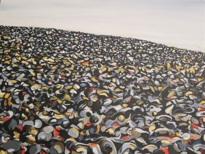 Stone Upon the Dieppe Shoreline. Painting by Shannon Bettles-Reimer. (P. Ferguson image, August 2020)