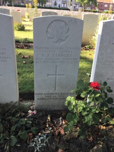 Gunner Wainwright Merrill 6 November 1917 Ypres Reservoir Cemetery, Belgium (P. Ferguson image, August 2018)