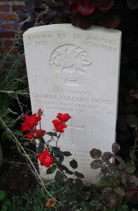 Private Samuel Fulcher Davies 3 November 1915 Hedge Row Trench Cemetery, Belgium (P. Ferguson image, September 2017)