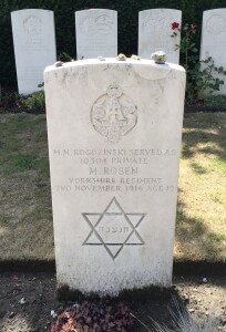 Private Marcus Rosen AKA Myer Morris Rogozinski. 2 November 2014. Ypres Town Cemetery Extension, Belgium. (P. Ferguson image, August 2018)