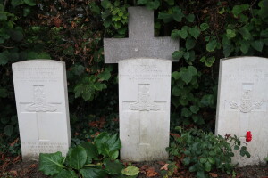 Captain John Francis Allen. (Headstone cropped on far right) 5 November 1914. Ypres Town Cemetery (P. Ferguson image, September 2016)