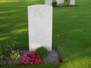 Youens marker at Railway Dugouts Burial Ground, Belgium. (P. Ferguson image, September 2005)