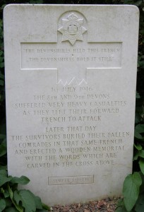 Devonshire Cemetery Tablet, Somme, France. (P. Ferguson image, September 2006)